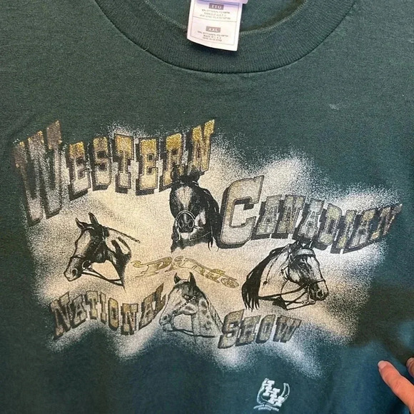 Western Canada National show Mens Tshirt XXL Green Western Rodeo‎ Casual horse - Picture 2 of 9